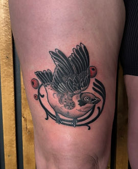 Perched Bird — Traditional tattoo by Paolo