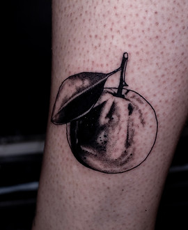 Peach Study — Black & Grey tattoo by Becca