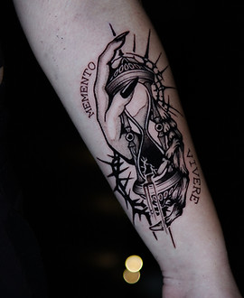 Memento Warrior — Black & Grey tattoo by Kit