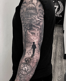 London Sleeve — Realism tattoo by Inshaan