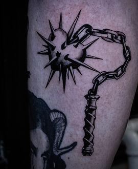 Chain Flail — Illustrative tattoo by Becca